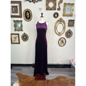 Vintage Y2K Jump Apparel Velvet Rhinestone Maxi Dress Size 9/10